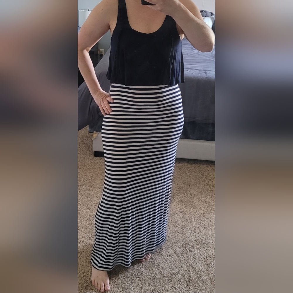 Nautical Navy and White Striped Maxi dress